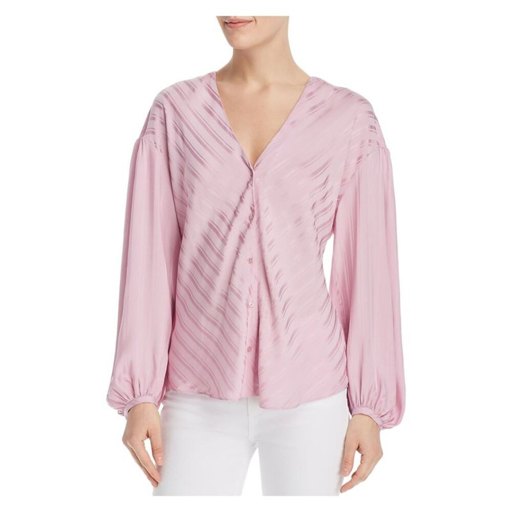 JOIE Womens Purple Long Sleeve V Neck Blouse Size: XXS